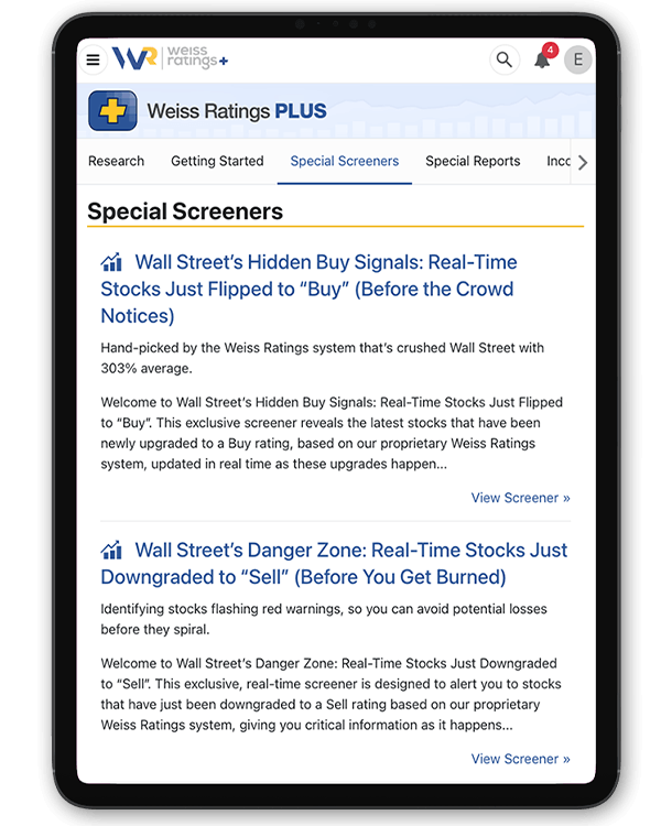 Weiss Ratings Plus Screeners